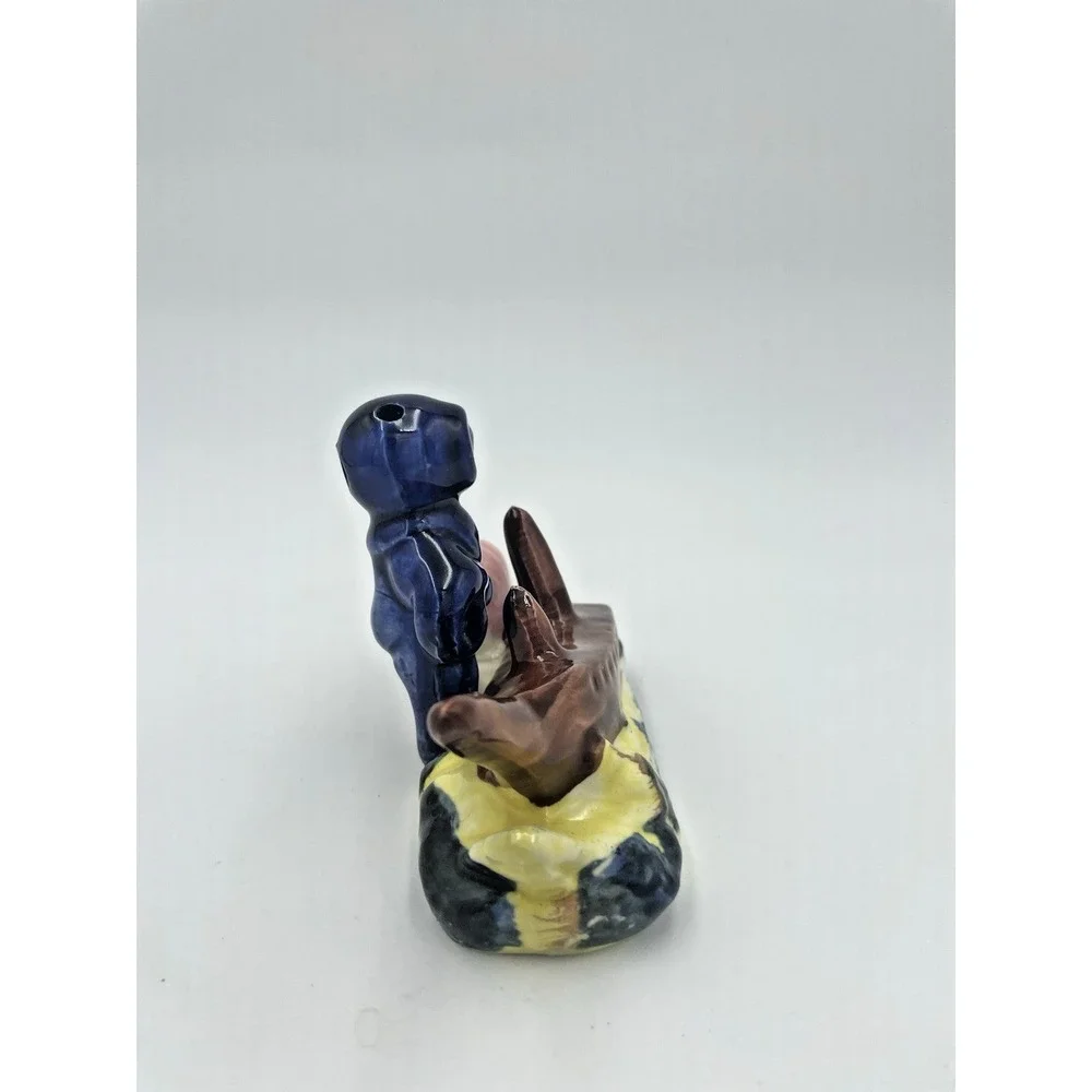 Vtg Japanese Ceramic Diver With Sunken Ship Aquarium Fishbowl Bubbler 3x5